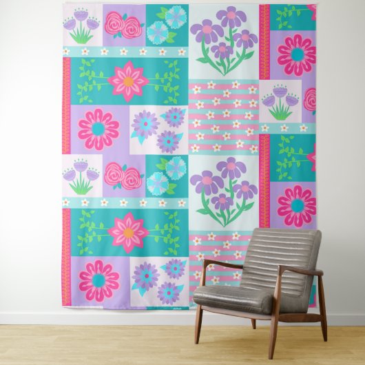Lebendiges blühendes Blumen-Design Wandteppich (Beispiel)