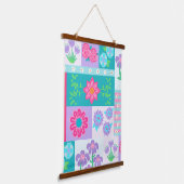 Lebendiges blühendes Blumen-Design Wandteppich Mit Holzrahmen (Gewinkelt)
