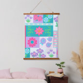 Lebendiges blühendes Blumen-Design Wandteppich Mit Holzrahmen (Schlafzimmer)
