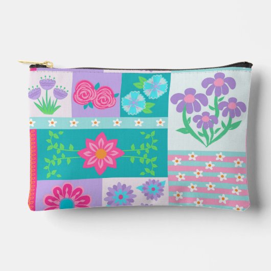Lebendiges blühendes Blumen-Design Zubehörtasche (Vorderseite)