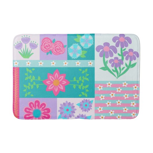 Lebendiges blühendes Blumendesign Badematte (Vorderseite)