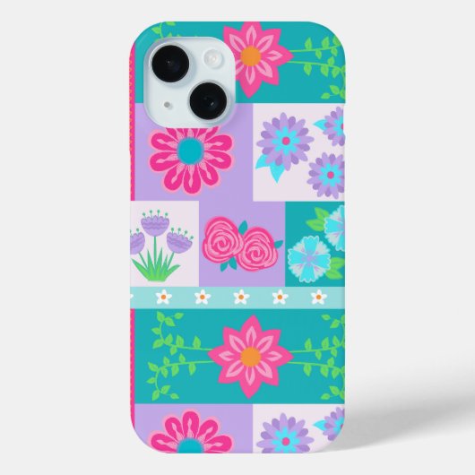 Lebendiges blühendes Blumendesign Case-Mate iPhone Hülle (Rückseite)
