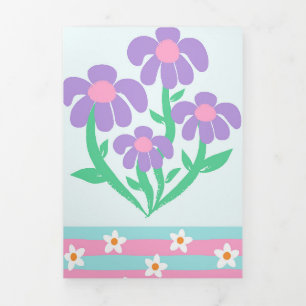 Lebendiges blühendes Blumendesign Dreifach Gefaltete Karte