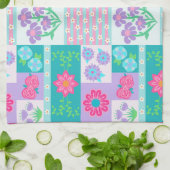 Lebendiges blühendes Blumendesign Geschirrtuch (Gefaltet)