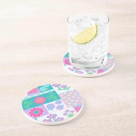 Lebendiges blühendes Blumendesign Getränkeuntersetzer (Seite)