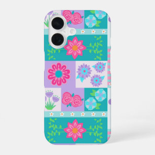 Lebendiges blühendes Blumendesign iPhone 16 Hülle