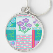 Lebendiges blühendes Blumendesign Schlüsselanhänger (Vorne)