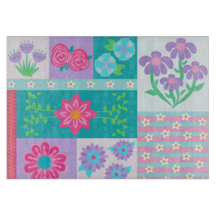 Lebendiges blühendes Blumendesign Schneidebrett
