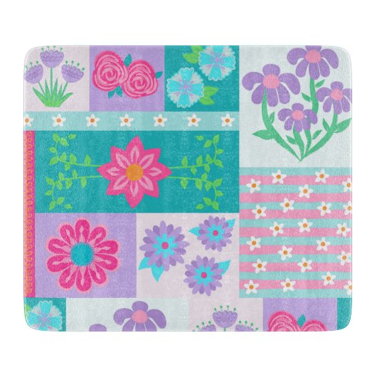 Lebendiges blühendes Blumendesign Schneidebrett (Vorderseite)