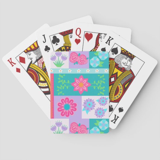 Lebendiges blühendes Blumendesign Spielkarten (Rückseite)