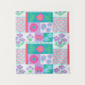 Lebendiges blühendes Blumendesign Wandteppich (Vorderseite)