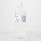 Lebendiges blühendes Blumendesign Wasserflaschenetikett (Rückseite)
