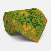 Lebendiges Blumendesign: Gelbe und orangefarbene B Krawatte (Gerollt)