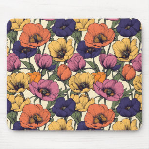 Lebendiges Blumendesign mit farbenfrohen Mohnblume Mousepad