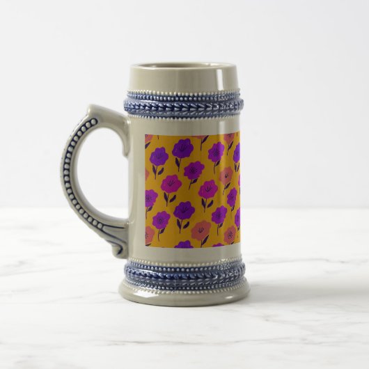 Lebendiges Blumenmuster Bierglas (Links)