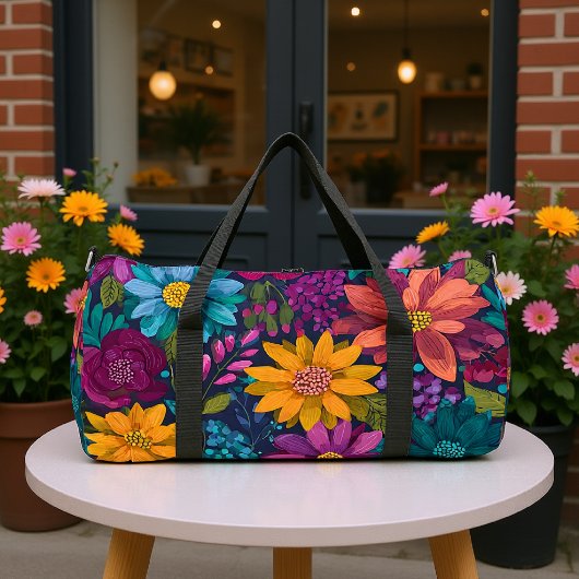 Lebendiges Blumenmuster Duffle Bag