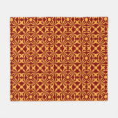 Lebendiges Blumenmuster: Gelbe Formen auf rotem Hi Fleecedecke (Vorderseite (Horizontal))