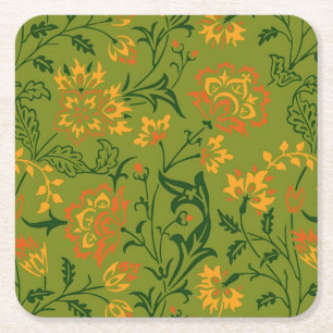Lebendiges Blumenmuster: Gelbe und Orange Blumen Rechteckiger Pappuntersetzer