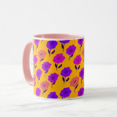 Lebendiges Blumenmuster Tasse (Vorderseite Links)