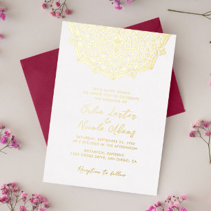 Lebendiges Blumenparfüm Entzücken Mandala Hochzeit Folieneinladung