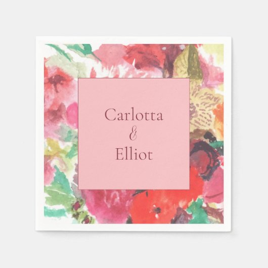 Lebendiges Blumenstrauß-Hochzeitspapier-Taschentuc Serviette (Vorderseite)