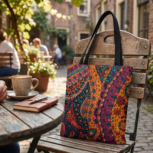 Lebendiges Bohemian-Paisley Tasche