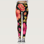 Lebendiges Boho-Blumen-Botanik-Muster   Leggings (Vorderseite)