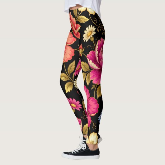 Lebendiges Boho-Blumen-Botanik-Muster   Leggings (Links)