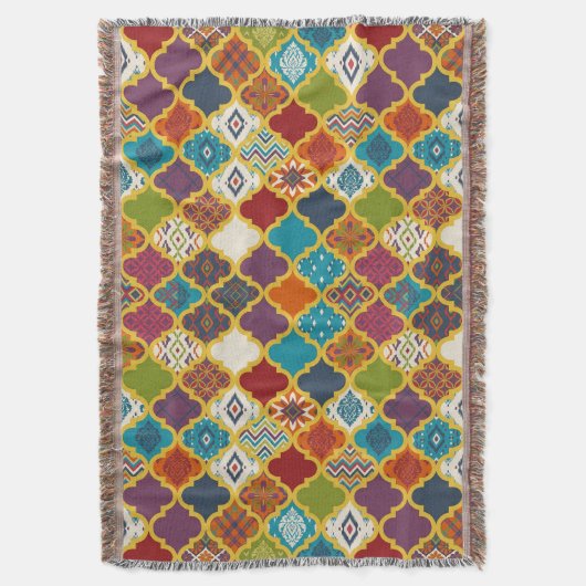 Lebendiges Boho-Geometrisches Patchwork-Fliesenmus Decke (Vorderseite Vertikal)