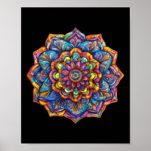 Lebendiges Boho-Mandala-Meditations-Chakra-Muster Poster