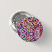Lebendiges Boho-Paisley-Blumenmuster | Farbige Kun Button (Vorne & Hinten)