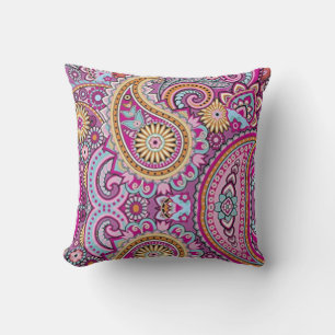Lebendiges Boho-Paisley-Blumenmuster Farbige Kun Kissen