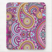 Lebendiges Boho-Paisley-Blumenmuster | Farbige Kun Mousepad (Vorne)