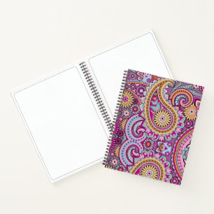 Lebendiges Boho-Paisley-Blumenmuster Farbige Kun Notizblock
