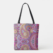 Lebendiges Boho-Paisley-Blumenmuster | Farbige Kun Tasche (Rückseite)
