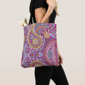 Lebendiges Boho-Paisley-Blumenmuster | Farbige Kun Tasche (Von Nahem)