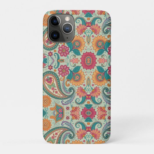 Lebendiges Boho-Paisley hellgrünes Blumenmuster Case-Mate iPhone Hülle (Rückseite)