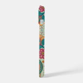 Lebendiges Boho-Paisley hellgrünes Blumenmuster iPhone 15 Hülle (Linke Seite)