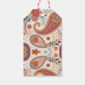 Lebendiges Boho-Paisley-Weiß-Blumenmuster Geschenkanhänger (Vorderseite)