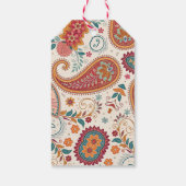 Lebendiges Boho-Paisley-Weiß-Blumenmuster Geschenkanhänger (Rückseite)