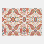 Lebendiges Boho-Paisley-Weiß-Blumenmuster Geschenkpapier Set (Vorderseite 3)