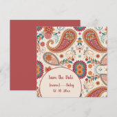 Lebendiges Boho-Paisley-Weiß-Blumenmuster Save The Date (Vorne/Hinten)