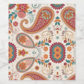 Lebendiges Boho-Paisley-Weiß-Blumenmuster  Weinetikett (Einzelnes Label)