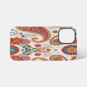Lebendiges Boho-Paisley weißes Blumenmuster iPhone Hülle (Rückseite (Horizontal))