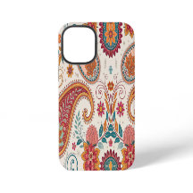 Lebendiges Boho-Paisley weißes Blumenmuster 