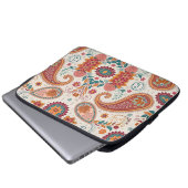 Lebendiges Boho-Paisley weißes Blumenmuster  Laptopschutzhülle (Vorne Knopf)