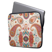 Lebendiges Boho-Paisley weißes Blumenmuster  Laptopschutzhülle (Vorderseite Links)