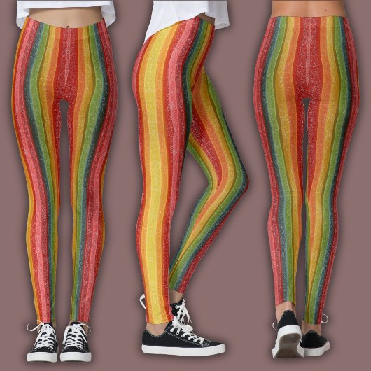Lebendiges Bonbon-Muster | Lebendiger Regenbogen-J Leggings