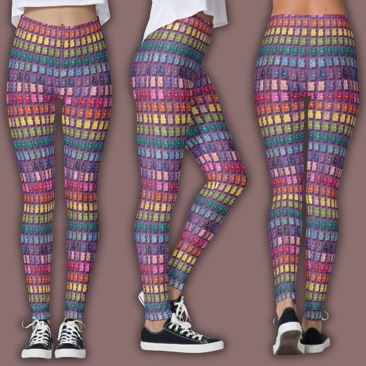 Lebendiges Bonbon-Muster | Regenbogen-Gummibär Leggings