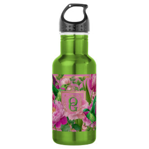 Lebendiges Botanisches Kolibri-Monogramm Edelstahlflasche